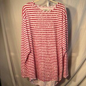 NWOT FWRD Denim & Co. Red/White Striped Long-Sleeve Top - Size 4XL